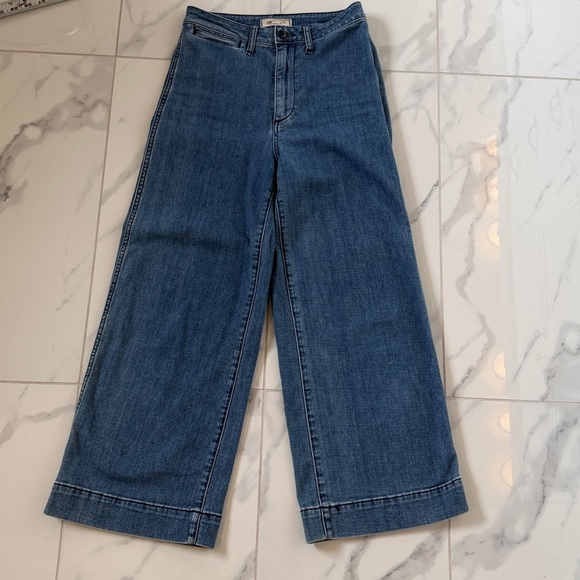 Madewell Emmett Wide-Leg Crop Rosalie Wash Medium Denim Jeans Women’s Size 26 - Picture 2 of 15